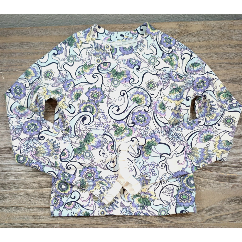 Janie and Jack Girls Rash Guard Size 6 Floral Paisley Long Sleeve Swim Top UPF